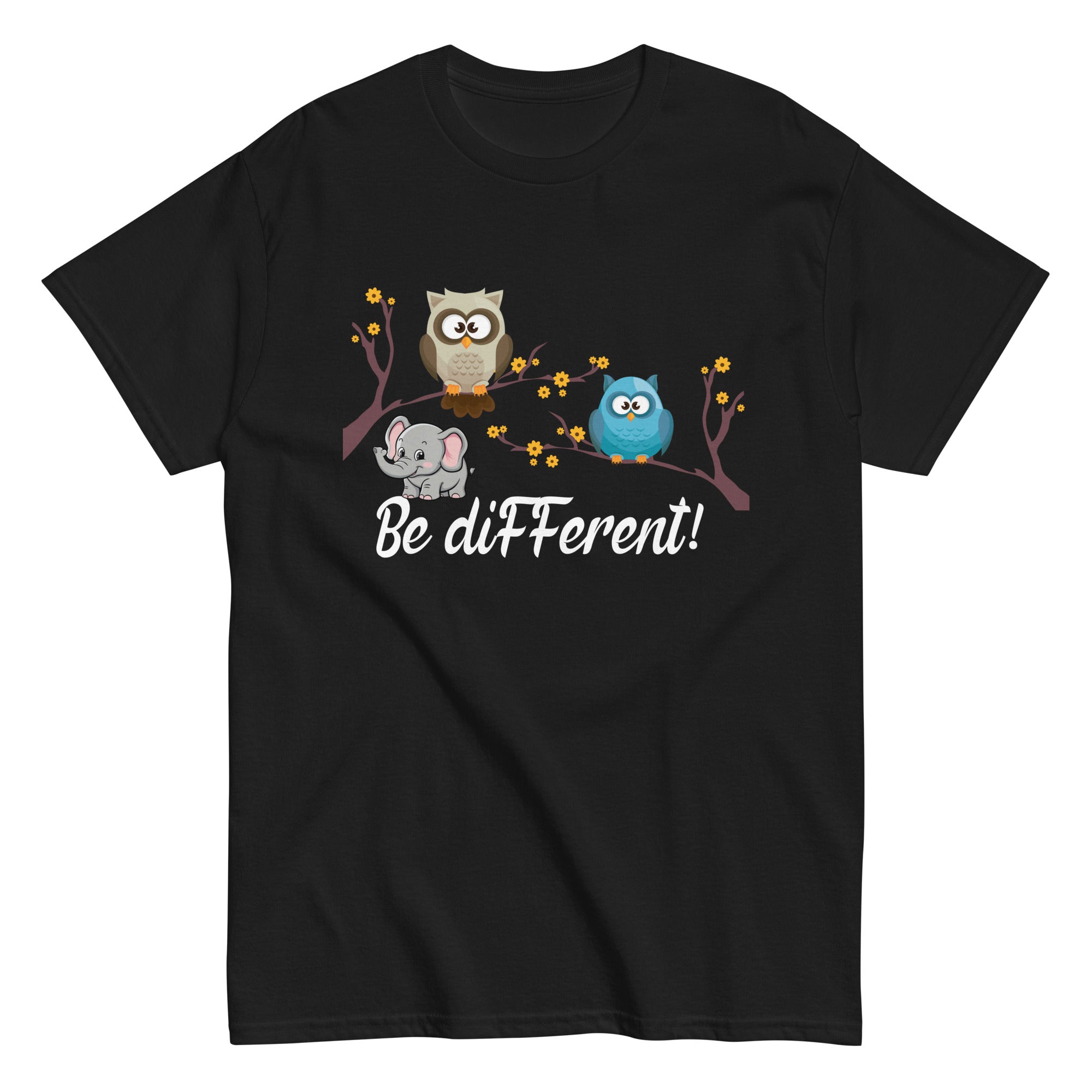 im-different-stay-different-slogan-funny-owl-elephant-unisex-classic-tee